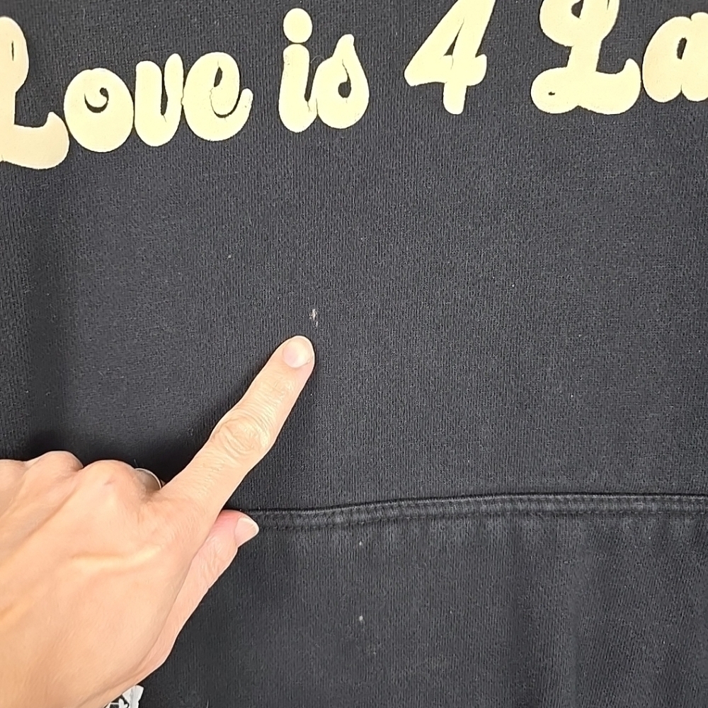 Vintage EVOL Love Is For Lames Black and White Hoodie Size XL - Picture 7 of 16